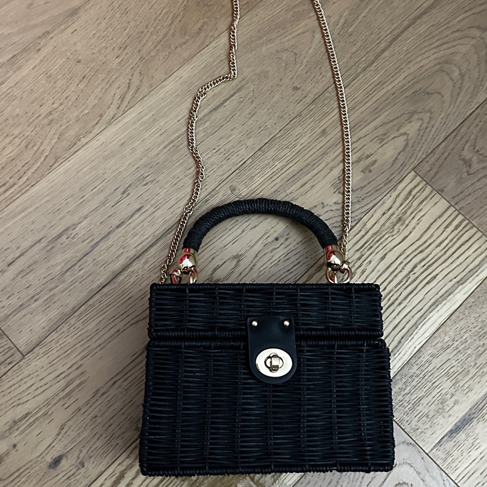 ZARA Rattan Summer Box Bag Gold